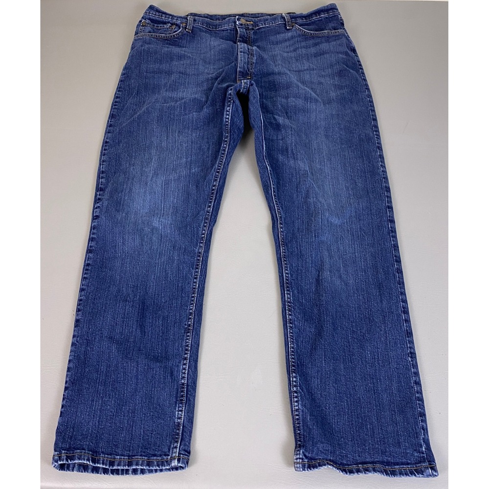 Wrangler Relaxed Fit Jeans Men's 42x32 Blue Dark Wash Stretch 97FXWXD Denim‎